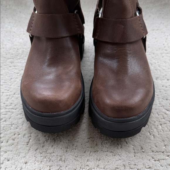 Sorel Brown Leather Mid-Calf Harness Platform Boot - Picture 7 of 9